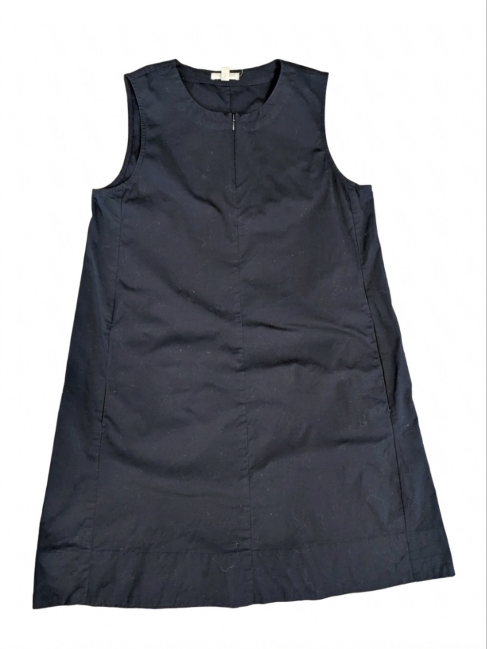 EILEEN FISHER Petite Dark Navy Organic Cotton Stretch Shift Dress Pocket PS / PP